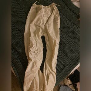 White parachute pants